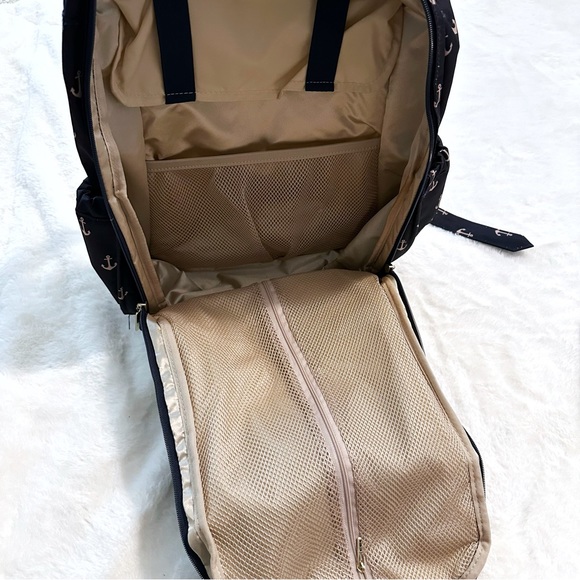 JuJuBee Legacy Nautical Backpack Diaper bag the Admiral anchors navy like new - Picture 4 of 9